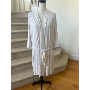 Cozy Earth Bamboo White Knee Length Lightweight Robe